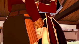 Cute elf paar hat lesbischen sex vor der mit einem strapon.