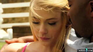 Skinny stepdaughter interracial fucked by BBC stepfather in the garden