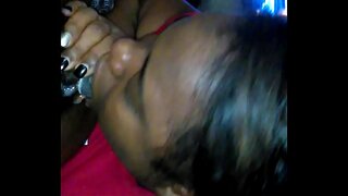 Ebony babe sucks thick black cock